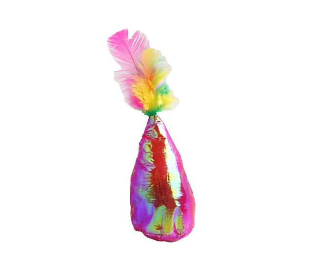 CONITO DE TELA MET. C/ PLUMAS Y CASCABEL