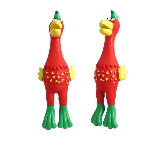 JUGUETE GALLO ROJO VINILICO C/CHIFLE 30CM