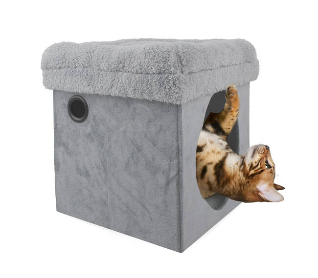 2 IN 1 CAT CASTLE GREY LAMBSWOOL AFP
