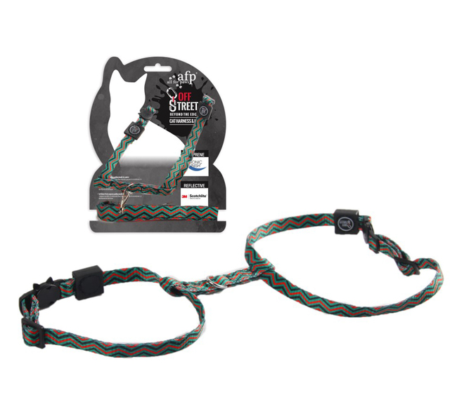 CAT HARNESS LEASH CHEVRON SET OFF STREET AFP