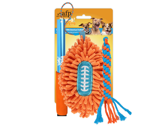 DOG FLIRT POLE W/BALL ROPE TAIL WOG PLAY AFP