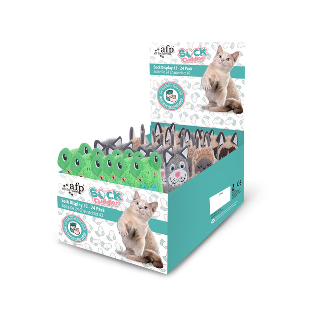 SOCK DISPLAY FROG-CATS-LAMA X24 CUDDLER AFP