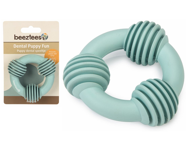 RUBBER DENTAL RING PUPPY GREEN BEEZTEES