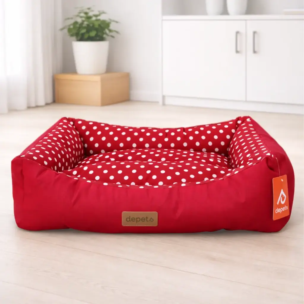 CAMA ROJA CON LUNARES 70x55x22CM - DEPETS