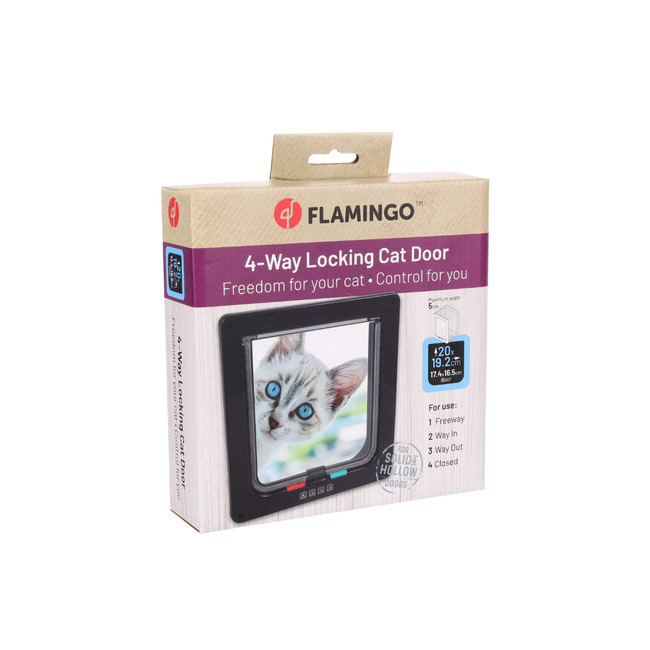 PUERTA PARA GATOS 4 POS. IDDA NEGRO FLAMINGO