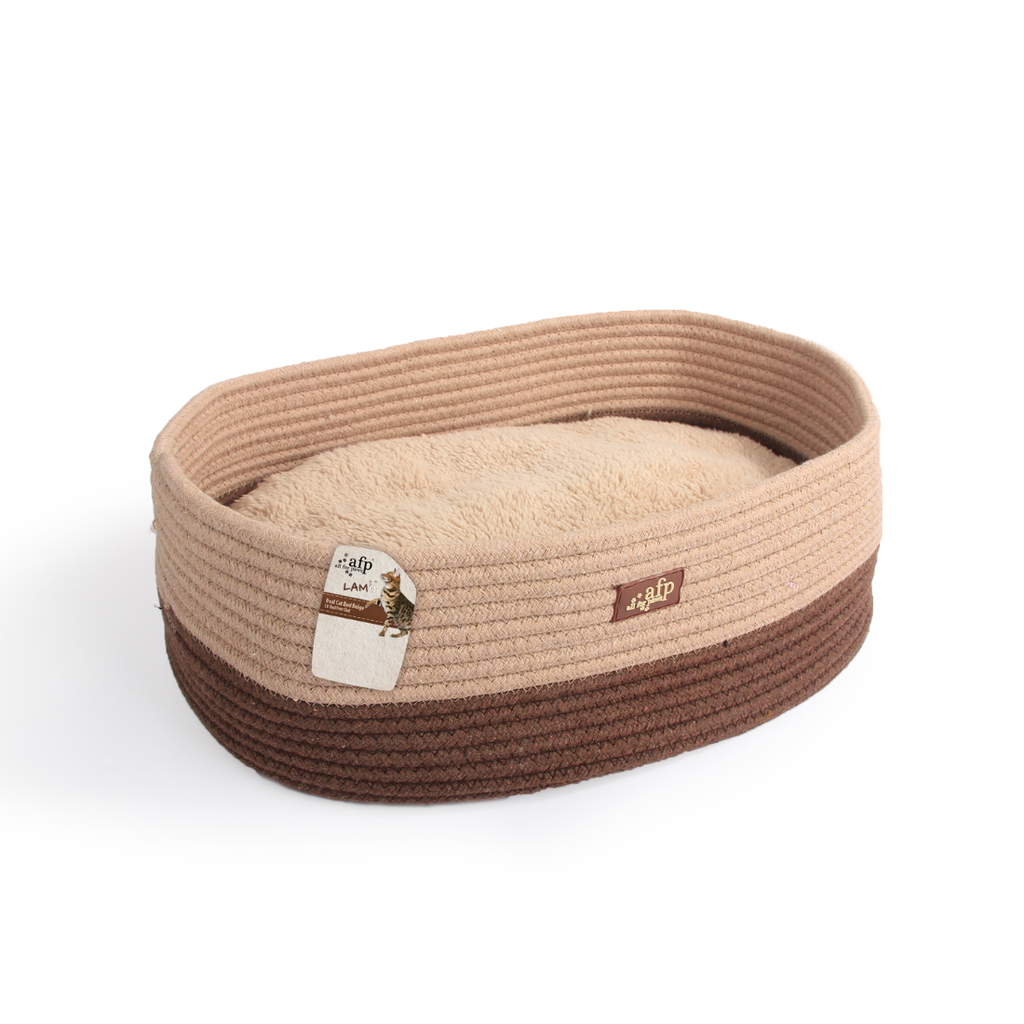 AFP LAMBSWOOL--WEAVED ROPE CAT BED TAN
