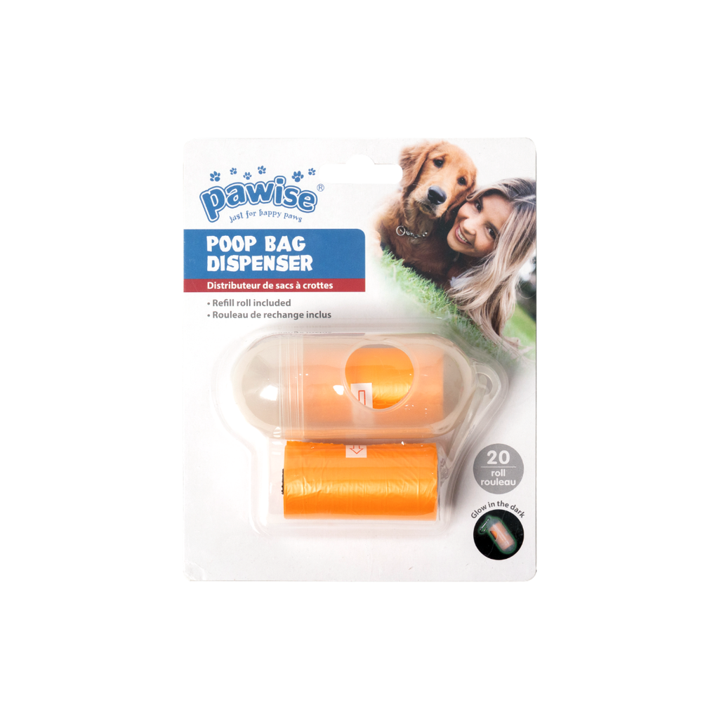 PAWISE LUMINOUS POOP BAGS DISPENSER W/2 ROLLS BAG