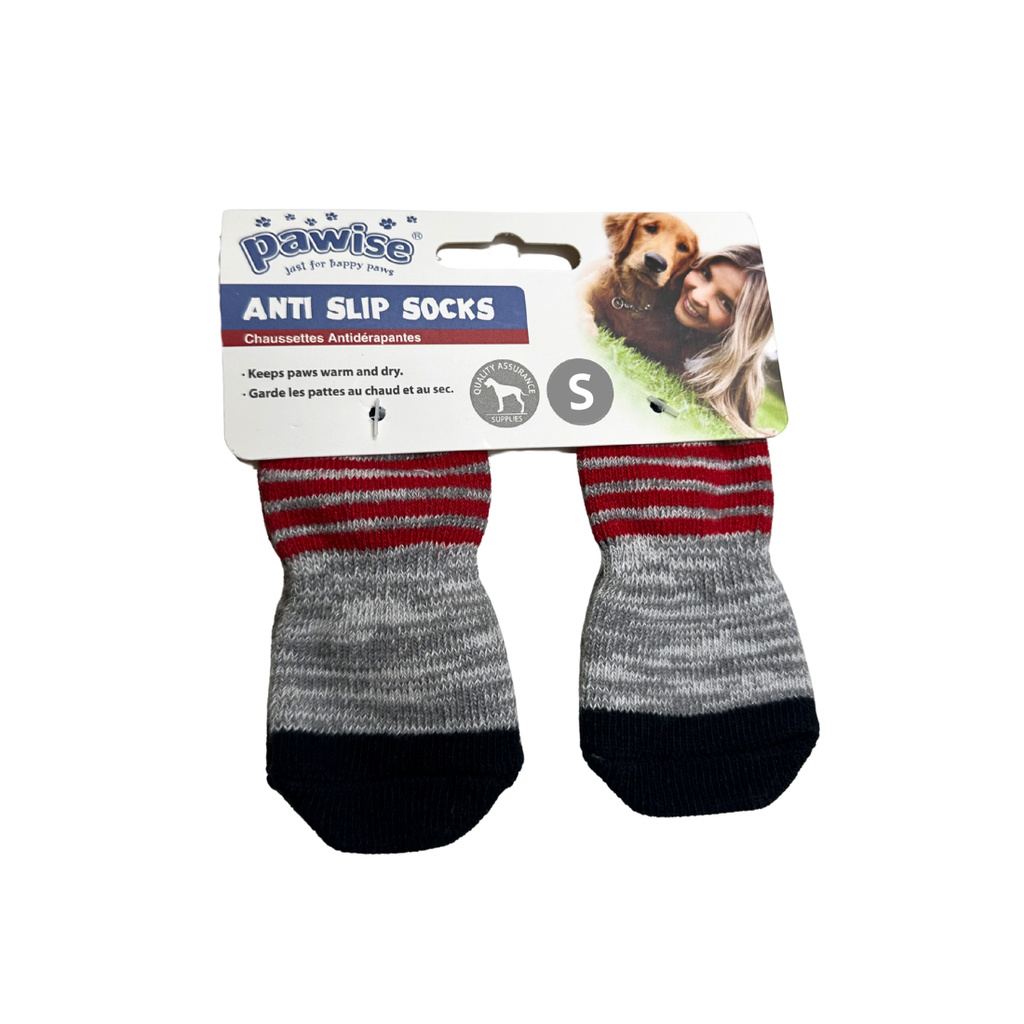 PAWISE ANTI SLIP SOCKS-STRIPES S 4PK