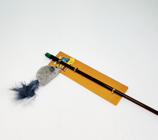 [JG034] JUGUETE GATO CAÑA DE PESCAR C/PLUMAS