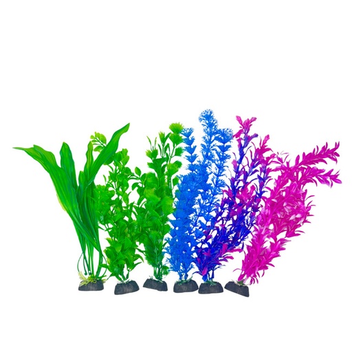 [S1251S1260] PLANTA PLASTICA COLOR SURTIDO x6 uni. 30CM
