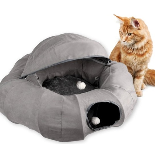 [AFP2131] DONUT CAT TUNNEL GREY LAMBSWOOL AFP