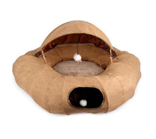 [2132] DONUT CAT TUNNEL TAN LAMBSWOOL AFP