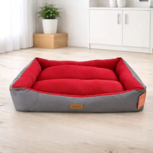 [DP44442] CAMA GRIS Y ROJA 80x70x20CM DEPETS