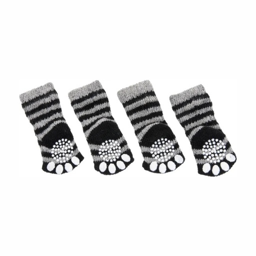 [15225] CALCETINES 4PZ/SET S NEGRO/GRIS FLAMINGO