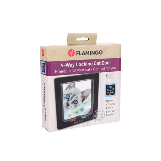 [561495] PUERTA PARA GATOS 4 POS. IDDA NEGRO FLAMINGO